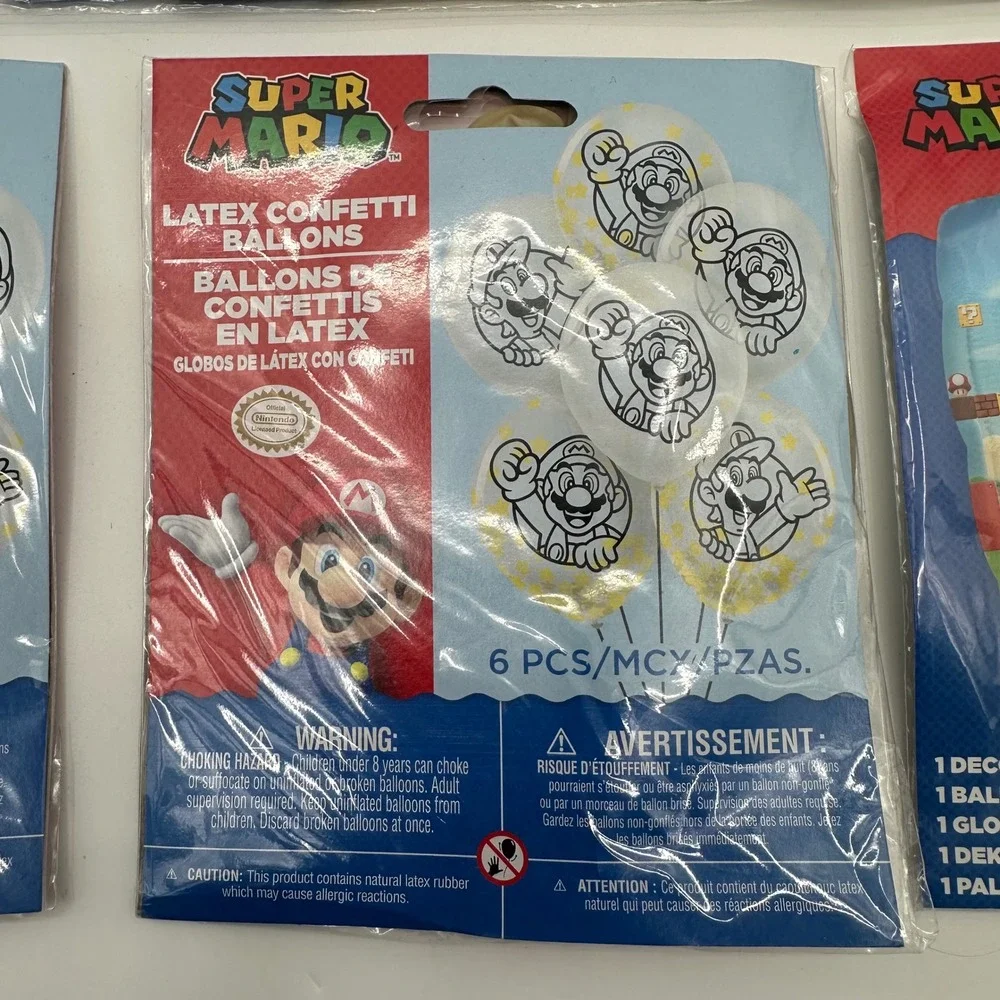 Lot 16 Super Mario Balloon Party Pack Sets Jumbo Bouquet Latex Confetti Nintendo